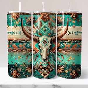 Kuh-Schädel-Wraps-Schädel-Tumbler-Wraps-Western Tumbler Wrap-Cowgirl-Tumbler-Wraps-Country-Tumbler-Wraps