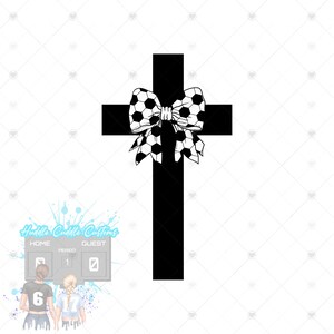 Cruz Coquette Futebol Laço PNG: Design de camiseta cristã (Download digital)