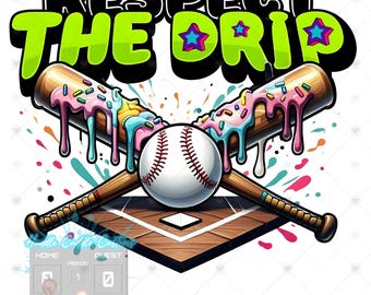 Respect the Drip Baseball PNG: Ice Cream Bats Design (Digital Download)