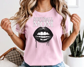 Softball Mom y2k PNG Lips Graphic Trendy Y2K Women's Shirt Design Sports Gift Download