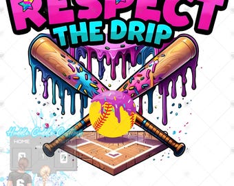 Softball Ice Cream Drip PNG: Sports Design (Digital Download)