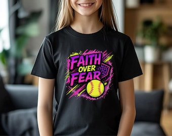 Diseño PNG de sóftbol "Fe sobre el miedo" (Descarga digital)