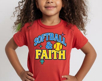 Imagen PNG de Softbol con temática cristiana, diseño de softbol cristiano, descarga de PNG de softbol para niñas, sublimación de fe deportiva, diseño de camiseta de softbol en formato PNG.