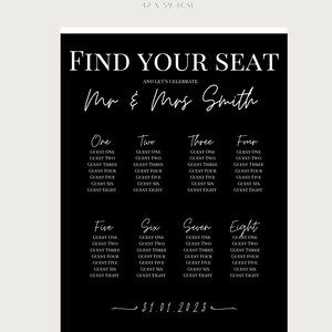 Classic Wedding Seating Chart, Printable, Editable, Template with INSTANT Download