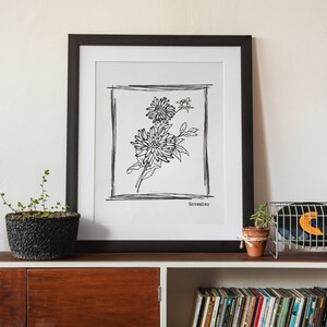 Birthday Month Flower Poster -- November -- Chrysantheme, Wandkunst, Deko, digitaler Download Drucke