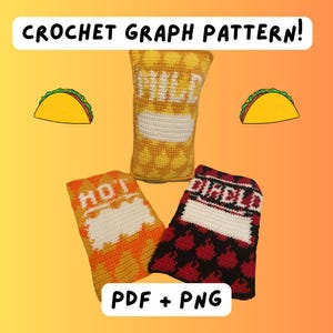 Taco Sauce Packet Pillow Crochet Graph Bundle – Spicy Fast Food Inspired Patterns – Digital PDF