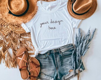 Boho White Shirt Mockup / Comfort Colors 1717 (PNG)