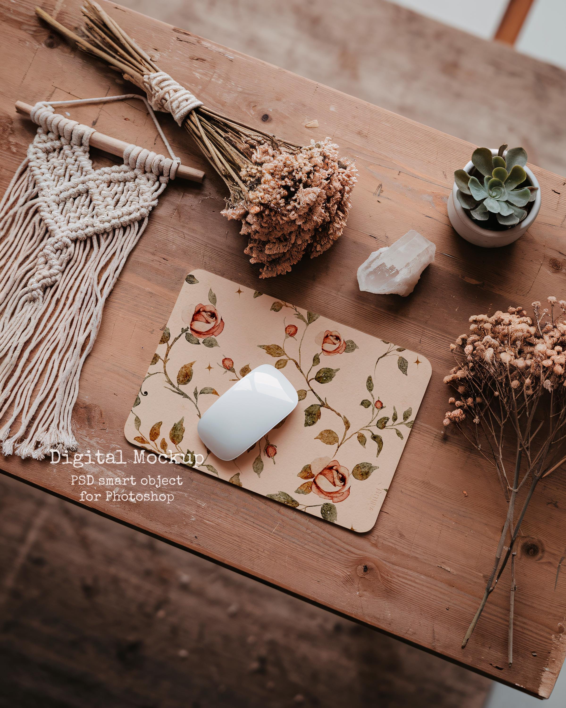 Vintage Mousepad Mockup, Pattern Mockup PSD, Deskmat mockup, Realistic Mockup, PSD Smart Object,PSD Mockup mouse pad, white mousepad mock