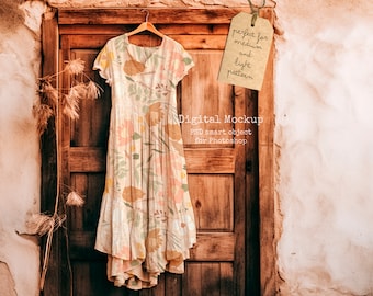 Vintage Dress PSD Mockup - Farmhouse Style Fabric (Photoshop Required)