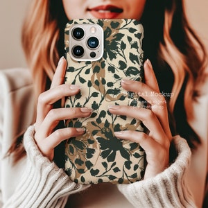 Aesthetic Phone cover mockup, pattern mockup phone, phone case mockup, cozy photoshop mockup psd, surface pattern mockup, phone mockup psd