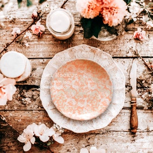 Bohemian Porcelain Plate Mockup Psd, Pattern mockup, Kitchen Mockup, Round Ceramic Dinner Dish Mockup, Kitchen dishes mockup PSD, cozy dish