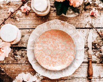 Bohemian Porcelain Plate Mockup PSD, Kitchen Dishes (Digital Download)