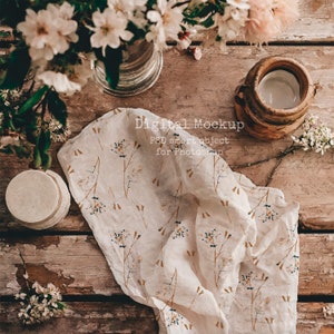 Bohemian Kitchen Tea towel Mockup | Linen Tea towel Mockup | French Kitchen towel mockup | Cozy PSD Digital Mockup | kitchen towel mockup