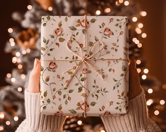 Mockup di carta da regalo natalizia in formato PSD, scena di scatola regalo (download digitale)