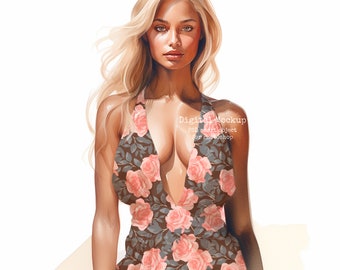 Aquarell Kleid Mockup - Elegantes Stoffdesign, PSD (Digitaler Download)