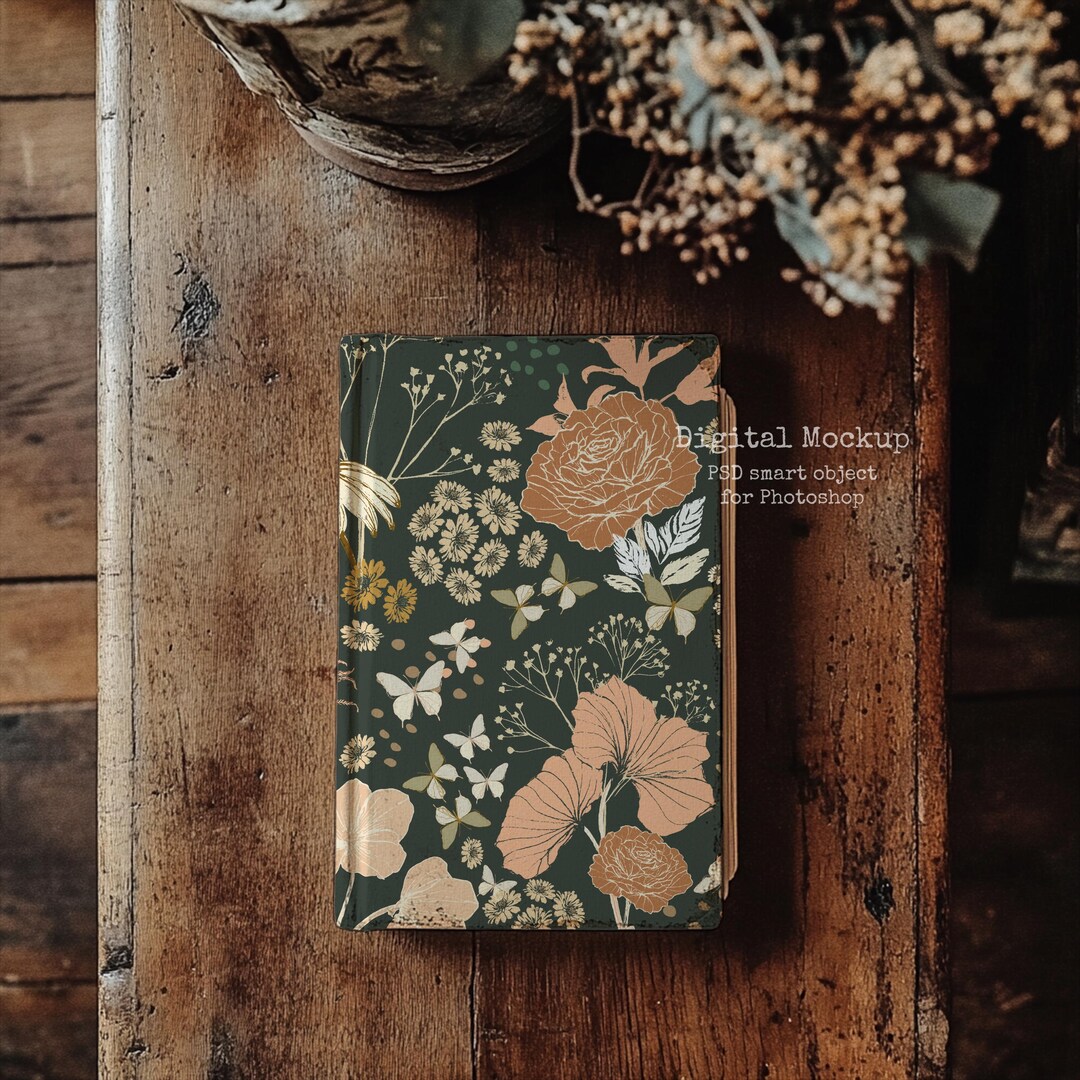 Vintage Floral Book Cover Mockup, PSD Template (9x14cm) - Etsy