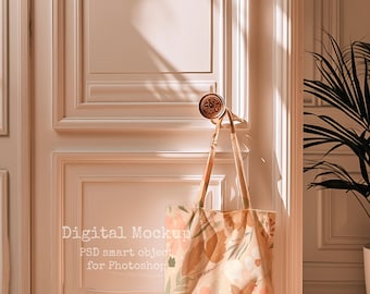 Linen Tote Bag Mockup | Elegant Boho PSD Digital Mockup