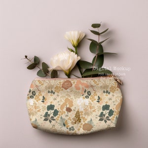 Aesthetic Pouch Bag Linen mockup - fabric mockup psd - textile mockup easy to use, photoshop mockup, pouch mockup, cozy cosmetic bag mockup
