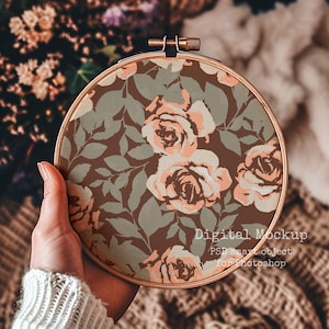 Embroidery hoop Fabric mockup - fabric mockup psd - textile mockup easy to use - photoshop mockup - Seamless pattern mockup, photoshop PSD