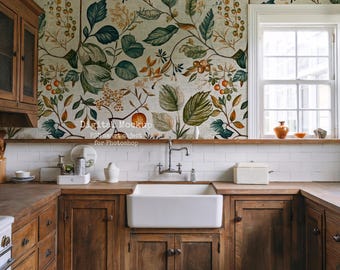 Farm Kitchen Wall Mockup, interior mockup, Rustic wall Mock Up, wallpaper mockup, Boho art display, cozy wall mockup, surface pattern mockup