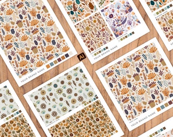 Aesthetic Pattern Sell Sheet, Art Licensing Sell Sheet, pattern templates, cozy adobe illustrator templates, Instagram pattern template