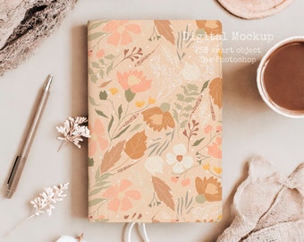 Cozy Leather Planner Mockup, Planner Realistic Mockup , PSD Smart Object, PSD Mockup planner, elegant planner mockup, notebook mockup psd