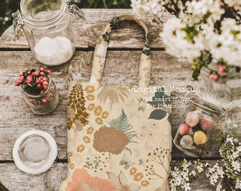 Farmhouse Tote Bag Mockup | Boho Linen PSD (Digital Download)
