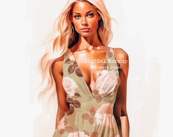 Aquarell Kleid Mockup – Stoff Textil PSD Vorlage (Photoshop)