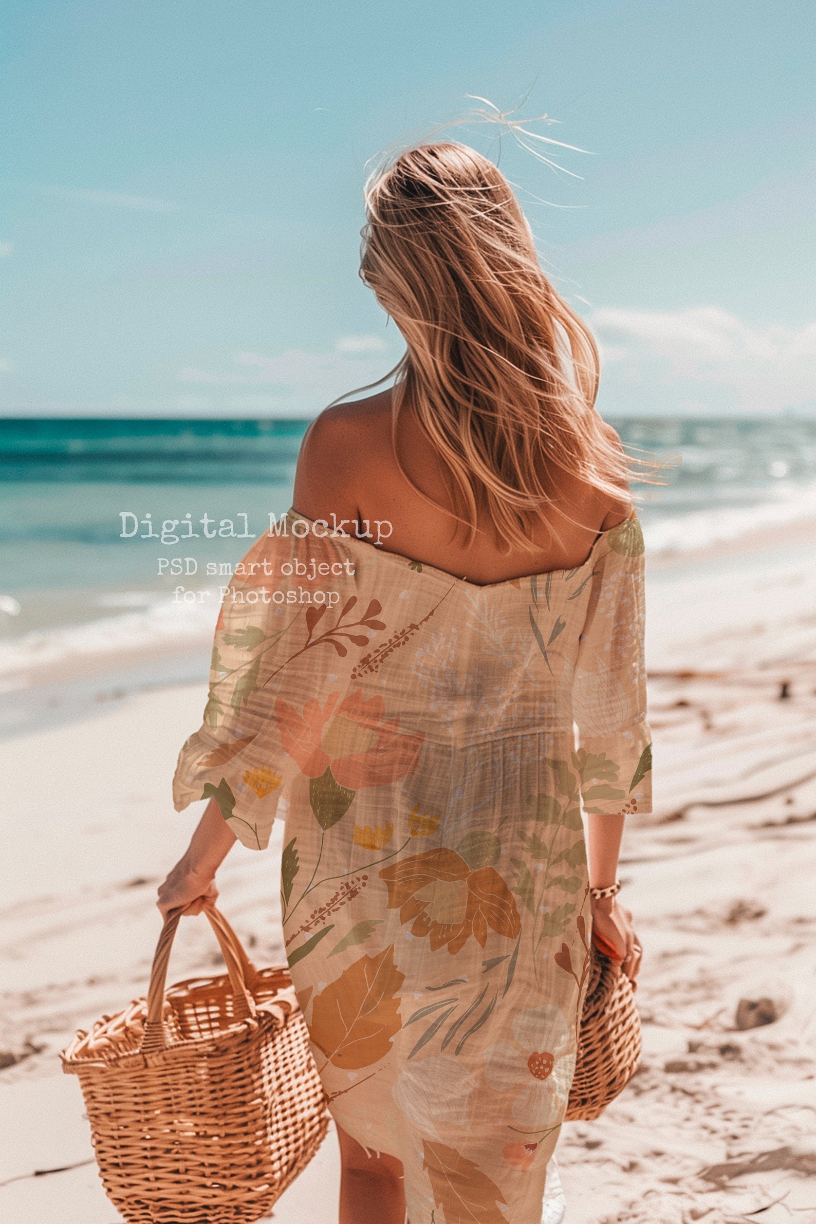Aesthetic Linen Beach Dress Mockup - Fabric Mockup Psd - Textile Mockup ...