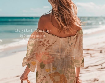 Leinen Strandkleid Mockup - Stoff Textil PSD (Photoshop erforderlich)