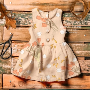 Baby Aesthetic Kids Dress mockup - fabric mockup psd - textile mockup easy to use - photoshop mockup - clothes mockup - Baby girl mockup