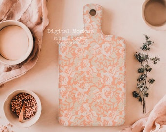Bohemian Cutting Board PSD Mockup, Wooden Kitchen Mockup (Digital Download)