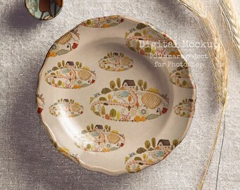 Elegante modello di piatto in porcellana PSD, accoglienti piatti da cucina
