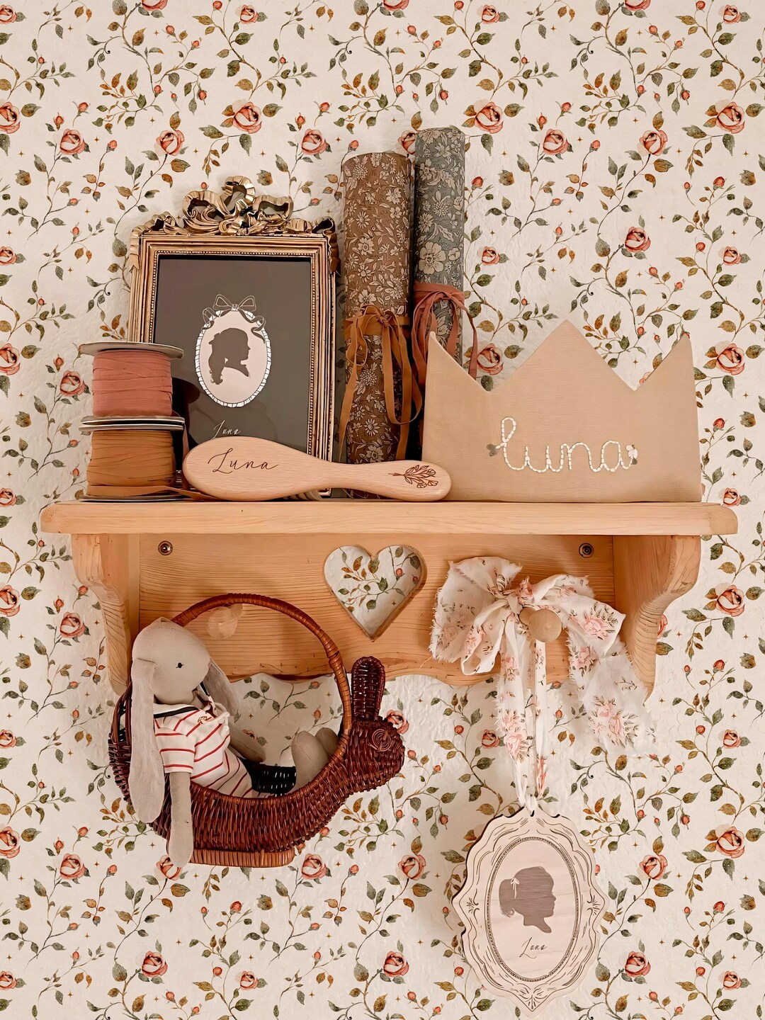 Vintage Nursery Wallpaper Mockup: Kids Room Shelf Scene (PSD Digital ...