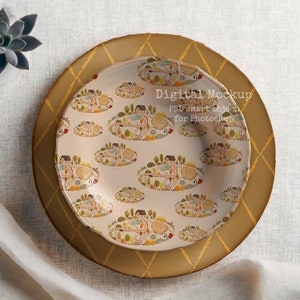 Minimal Porcelain Plate Mockup Psd, Pattern mockup, Kitchen Mockup, Round Ceramic Dinner Dish Mockup, Kitchen dishes mockup PSD, cozy dish