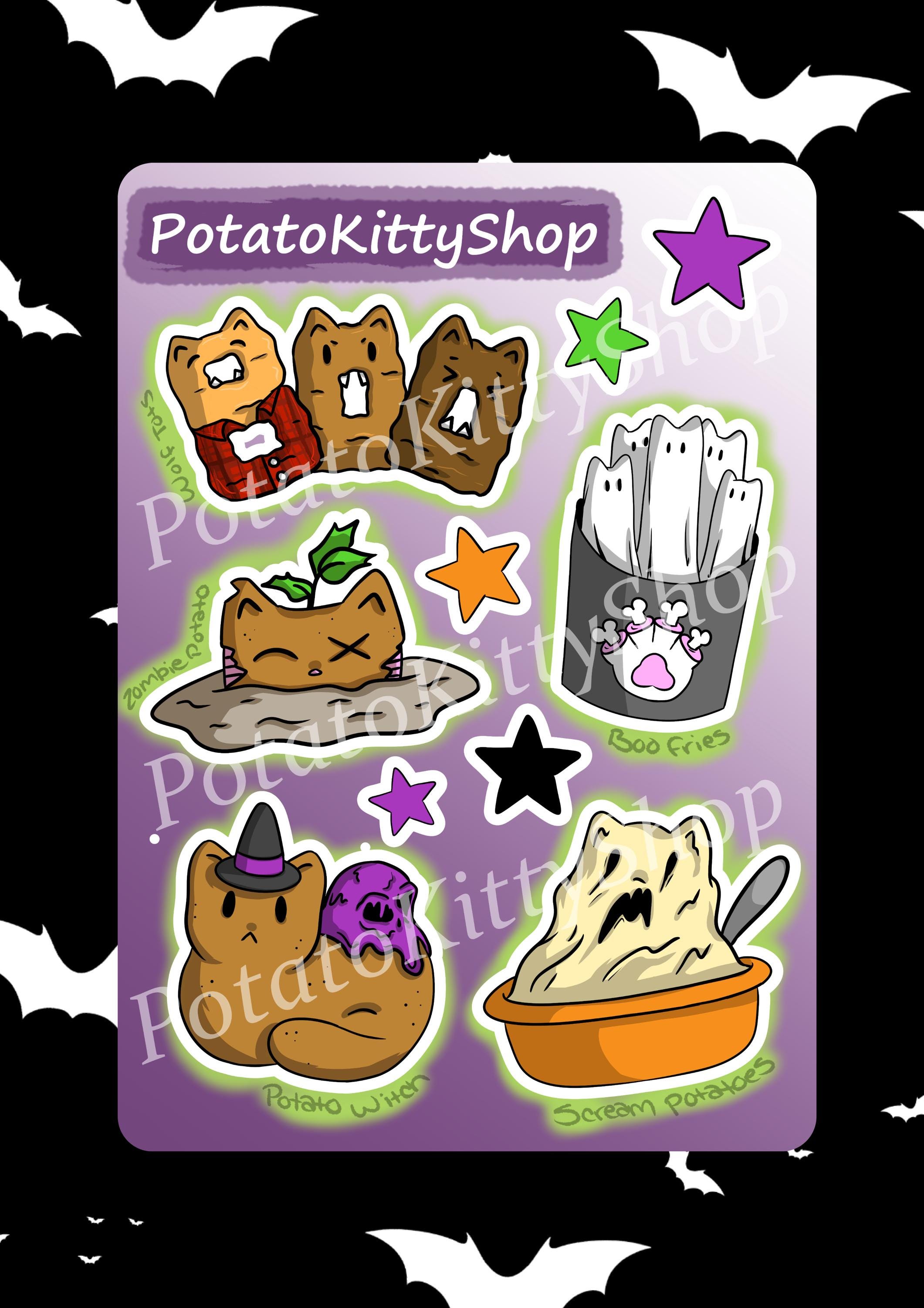 Spooky Potato Kitty Sticker Sheet, Halloween Stickers - Etsy