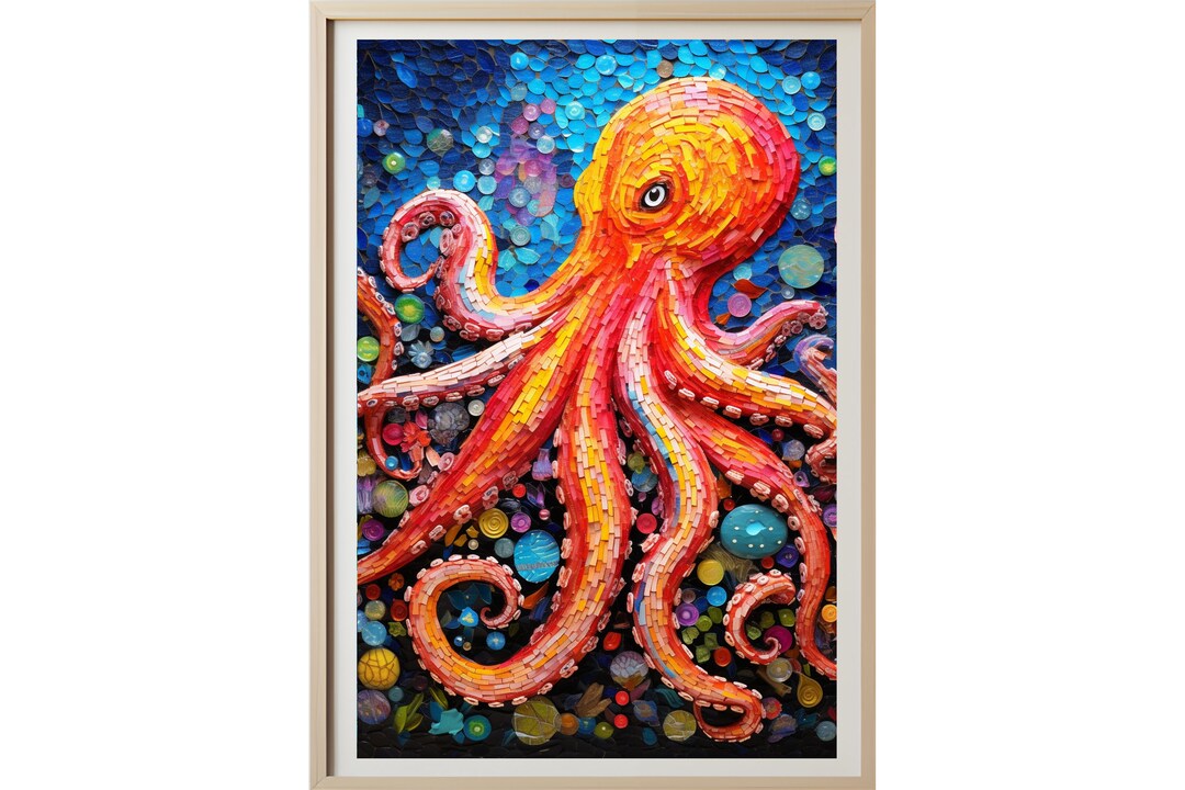 Colorful Octopus Mosaic Wall Art Printable Digital Download Etsy