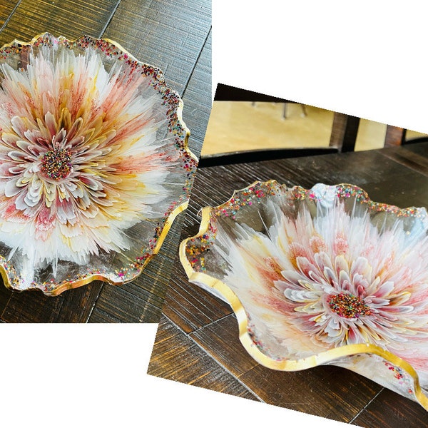 Large Epoxy Resin bowl.Handmade table decor| resin flower bowls decorative fruit bowls| decor for table|bowls for decor|Kitchen decor bowl