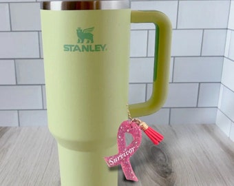 Stanley Charm for Handle|personalized cancer awareness ribbon|Custom Stanley Cup Accessory|Cancer survivor water bottle|Hope cancer ribbon