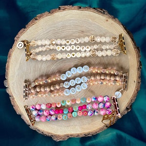 Pulsera con cuentas para Apple Watch con dijes/Pulsera con cuentas de letras personalizadas para Apple Watch/Joyería para Apple Watch/Pulsera con cuentas Heishi para reloj