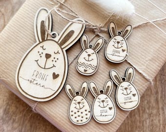Wooden pendant | Easter bunny Egg | Easter basket tags | Easter bush | Wood | Lasered Gift tags | Place cards | Easter Decoration