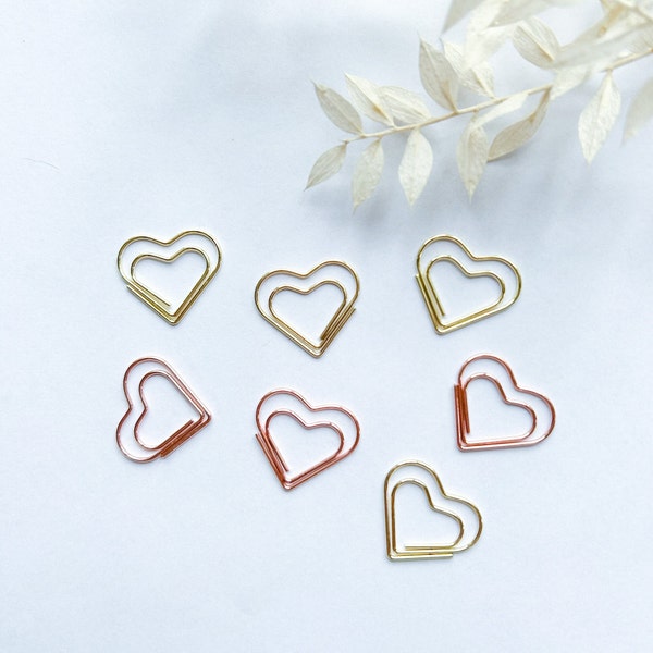 Heart clips Gold Rosegold | Book clips, paper, wire clips, paperclips, foldback clips, valentines clips, office clips