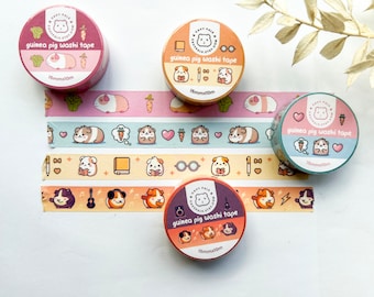 Pacchetto di 4 nastri Washi Guinea Pig Tape Scrapbook Washi - Elementi di cavia Washi Tape - Nastro adesivo Bullet Journal Guinea Pig Lover