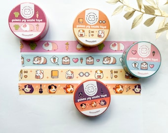 Bundle of 4 Washi Tape Guinea Pig Tape Scrapbook Washi - Guinea Pig Elements Washi Tape - Masking Tape Bullet Journal Guinea Pig Lover