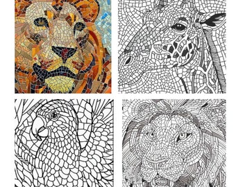 Mosaic Animals Coloring Pages For Adults