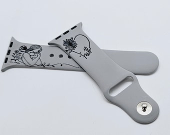 Personalized Faith Mom Silicone Apple Watch Band: Engraved Christian iWatch Strap