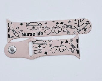 Nurse Life Apple Watch Band: Personalized Engraved Silicone Strap