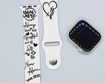 Personalized Christian Apple Watch Band: Jesus Faith Engraved Silicone Strap