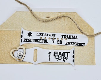 EMT Life Silicone Apple Watch Band: Personalized Engraved Strap