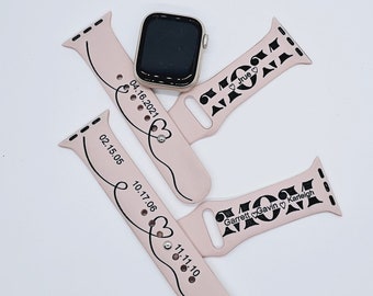 Custom Mom Apple Watch Band: Personalized Silicone Strap